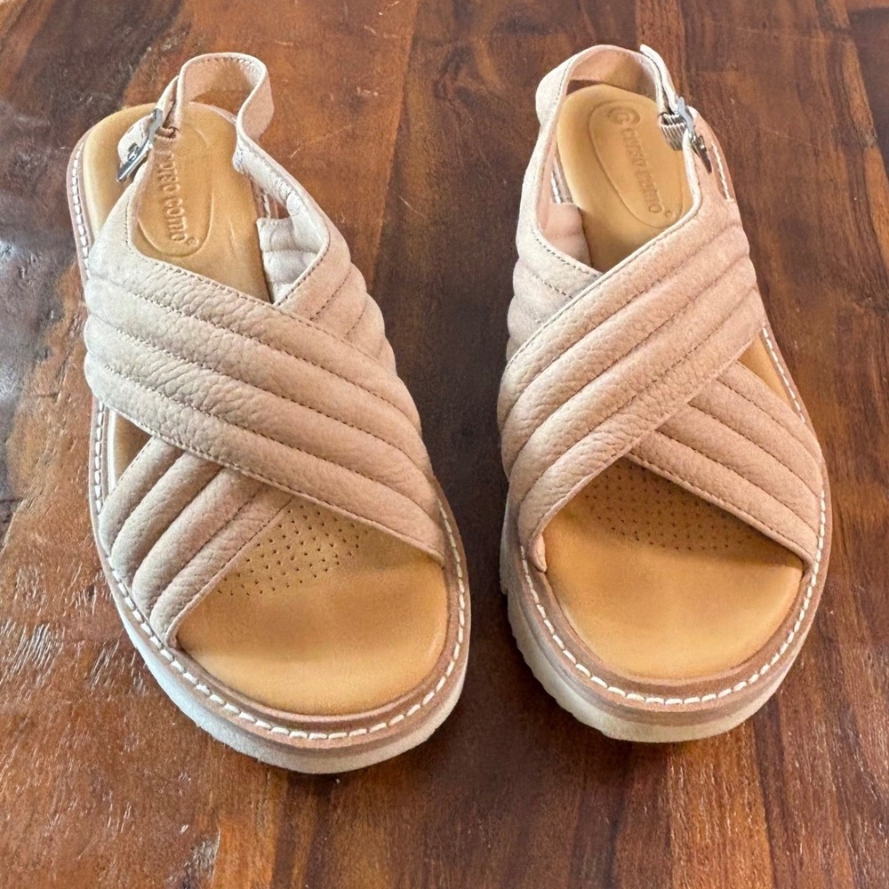 Corso Como Lanaโ Beige Leather Quilted Platform Slingback Sandals Womens 8.5 M